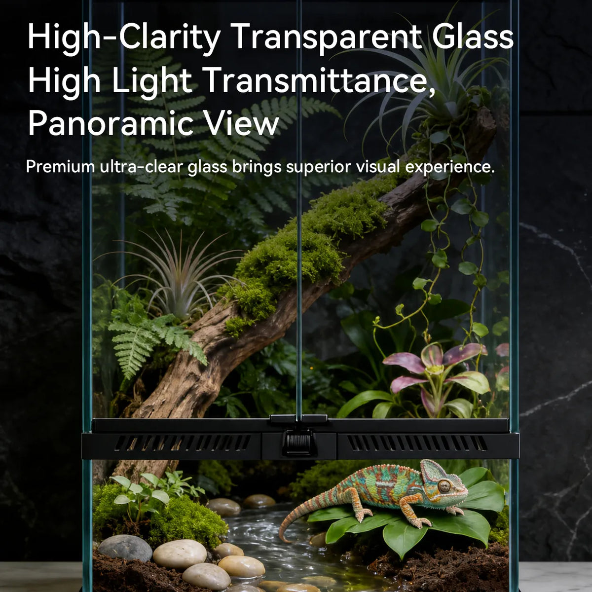 RTHabitat Front Opening Glass Reptile Enclosure Easy Access Terrarium Design