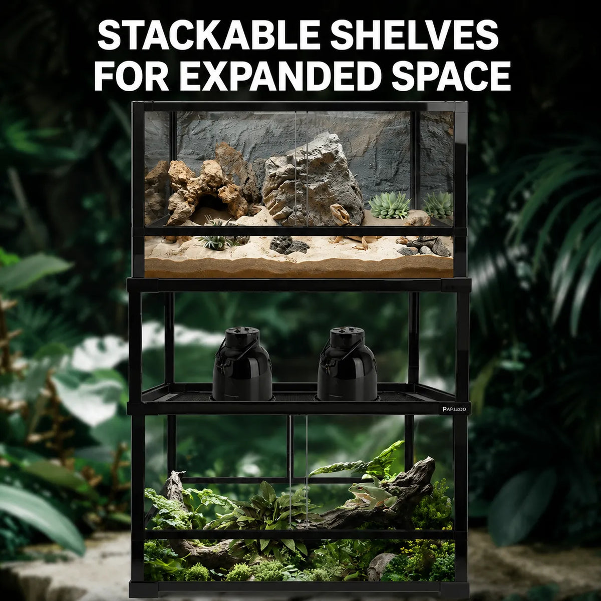 RTHabitat Premium ABS Frame Glass Reptile Enclosure Sliding Glass Doors Mesh Top
