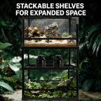 RTHabitat Premium ABS Frame Glass Reptile Enclosure – 76/106 Gallon Habitat with Sliding Glass Doors & Mesh Top for Lizards, Snakes & Exotic Pets