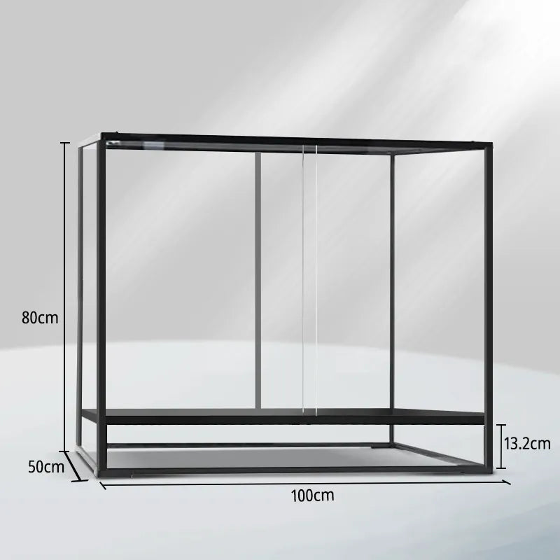 RTHabitat Premium ABS Frame Glass Reptile Enclosure Sliding Glass Doors Mesh Top