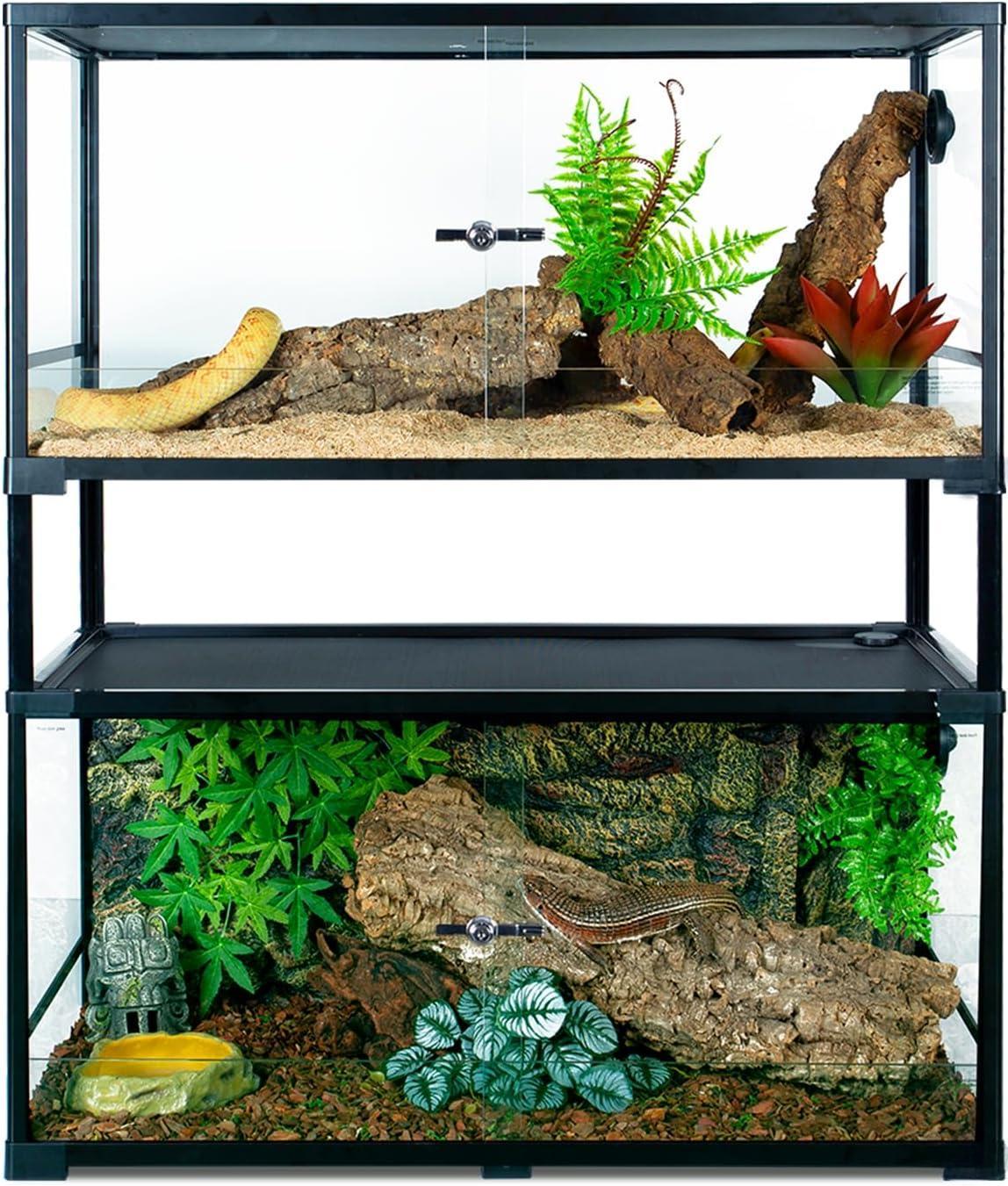 134 Gallon Double-Deck Reptile Tank 36" x 18" x 44" Tall Reptile Terrarium Front Opening Full Vision Knock Down