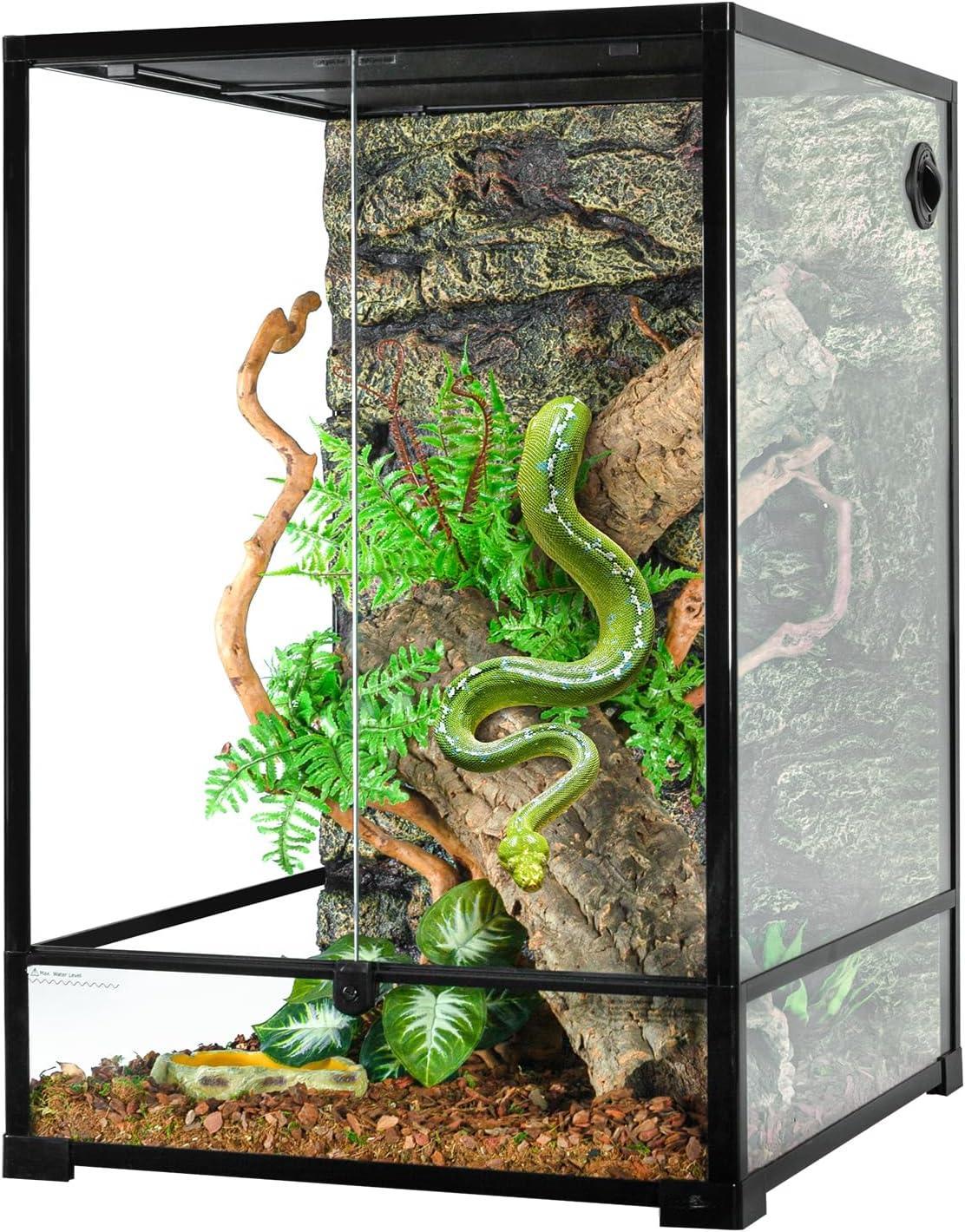 90 Gallon 24" x 24" x 36" Large Glass Tall Reptile Terrarium with Front Opening Door and Top Screen Ventilation