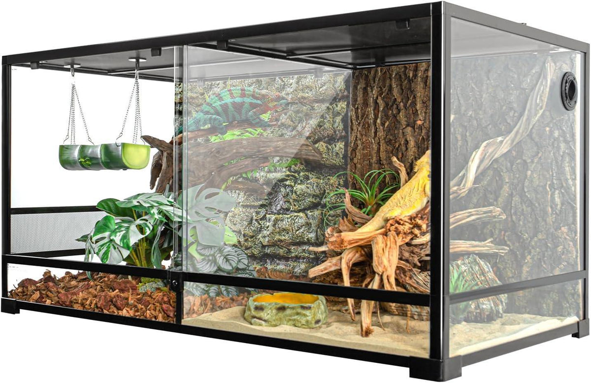 RTHabitat 120 Gallon Large Reptile Terrarium, 48" x 24" x 24" with 2 Separate Habitats
