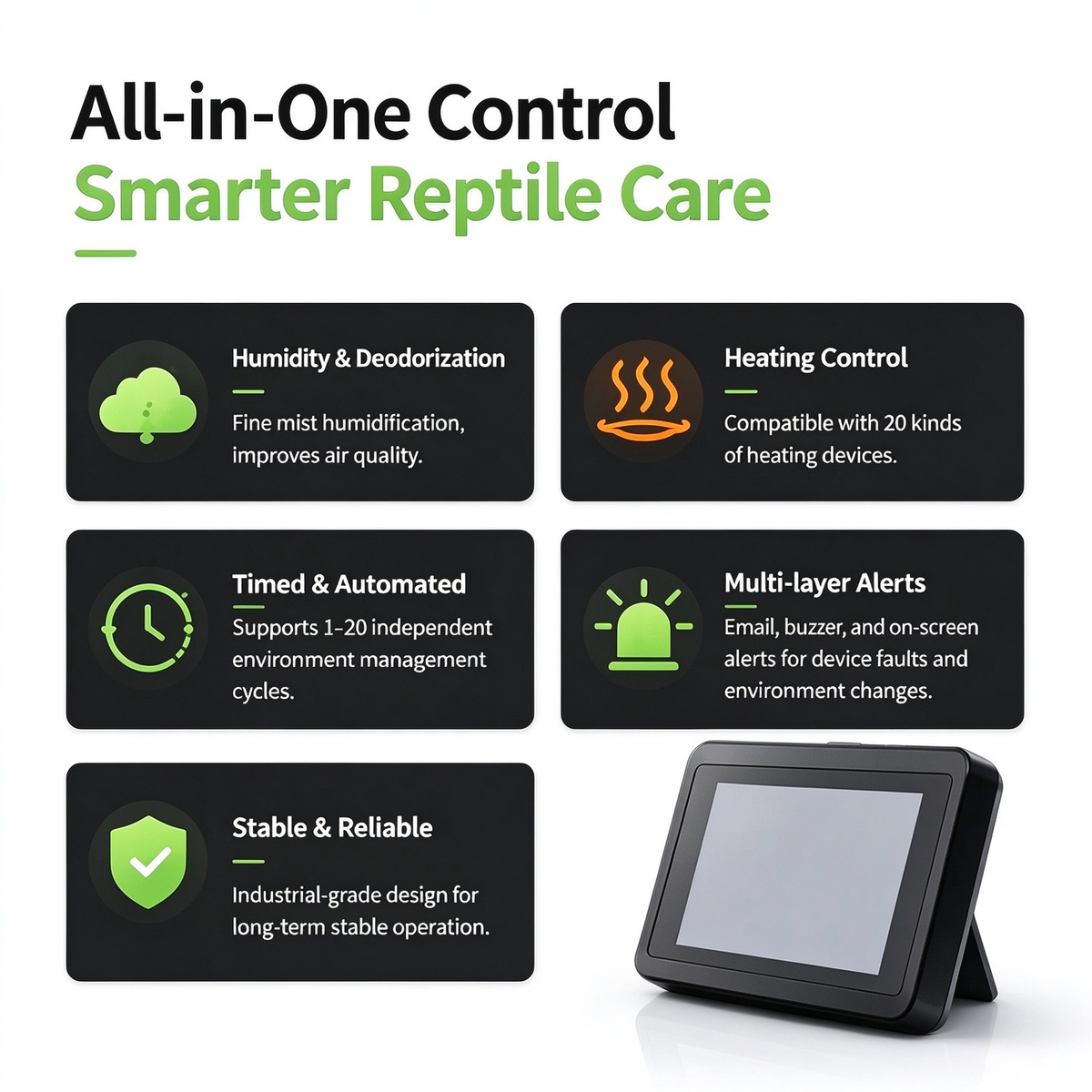 RT01 Smart Reptile Habitat Controller with Touchscreen
