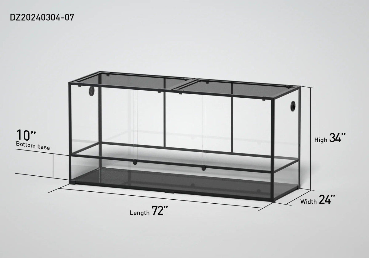 RTHabitat 72" x 24" x 34" Large Glass Reptile Enclosure with Sliding Doors