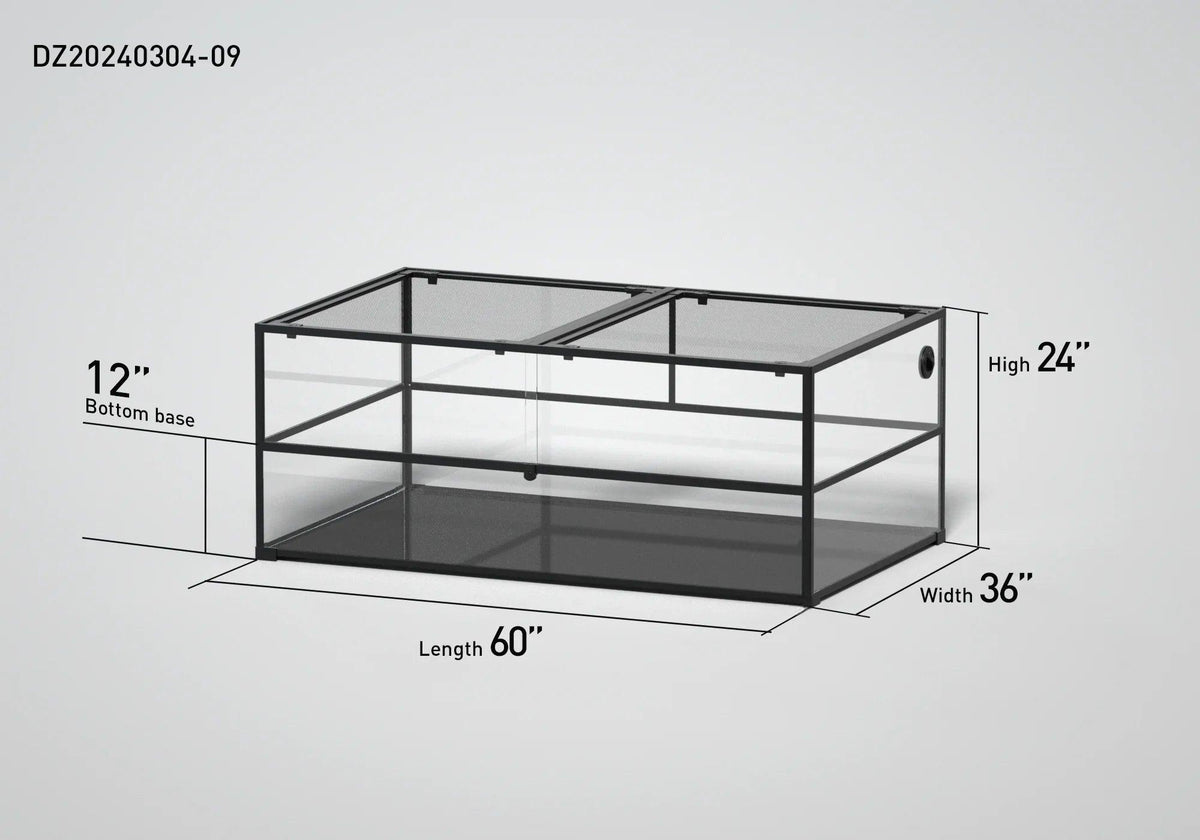 RTHabitat 60" x 36"x 24" Glass Reptile Terrarium with Sliding Door Custom Reptile Tank (customed reptile cage)
