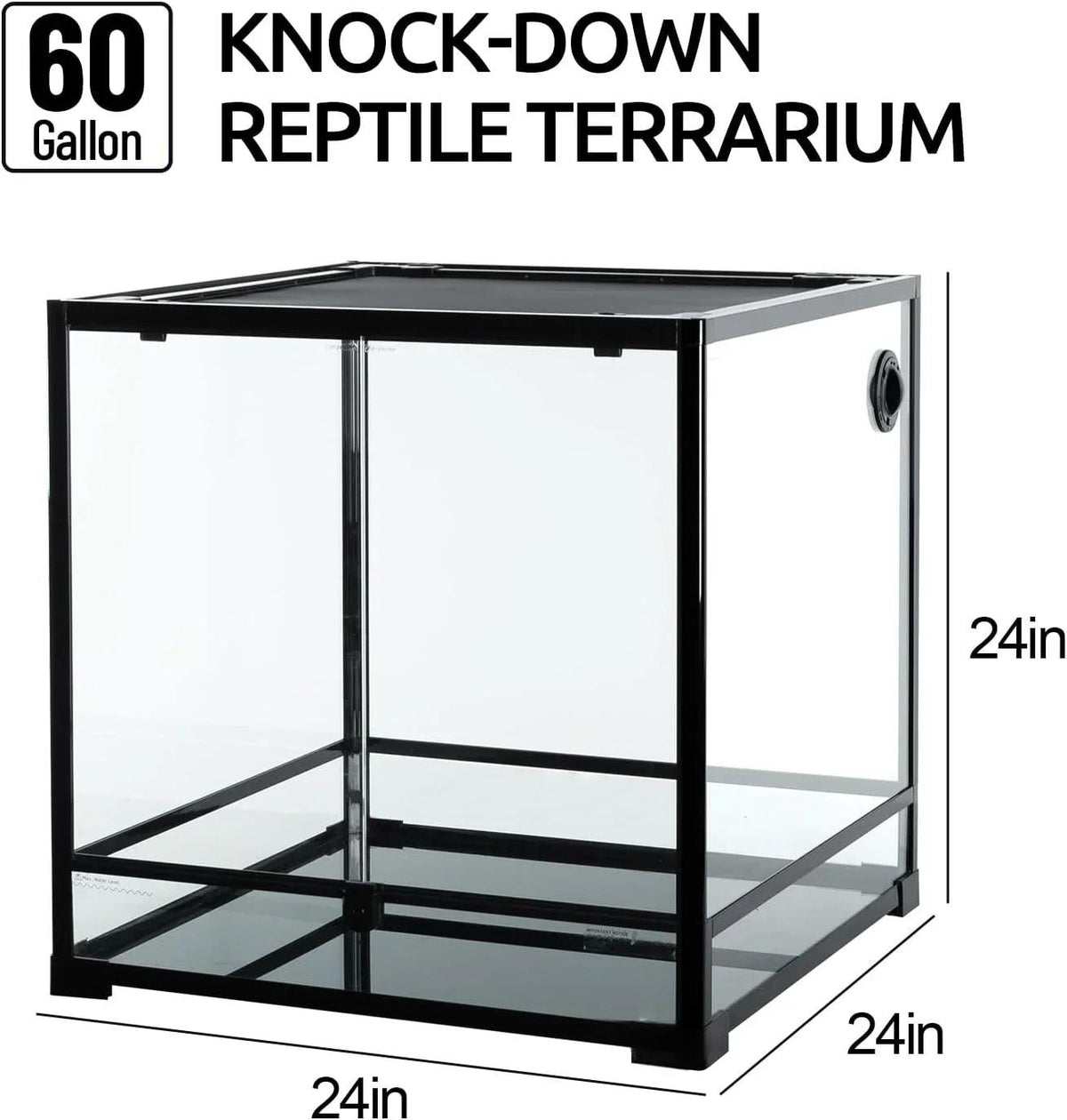 60 Gallon Reptile Tank 24x24x24inch Front Opening Terrarium With Double Hinge Door