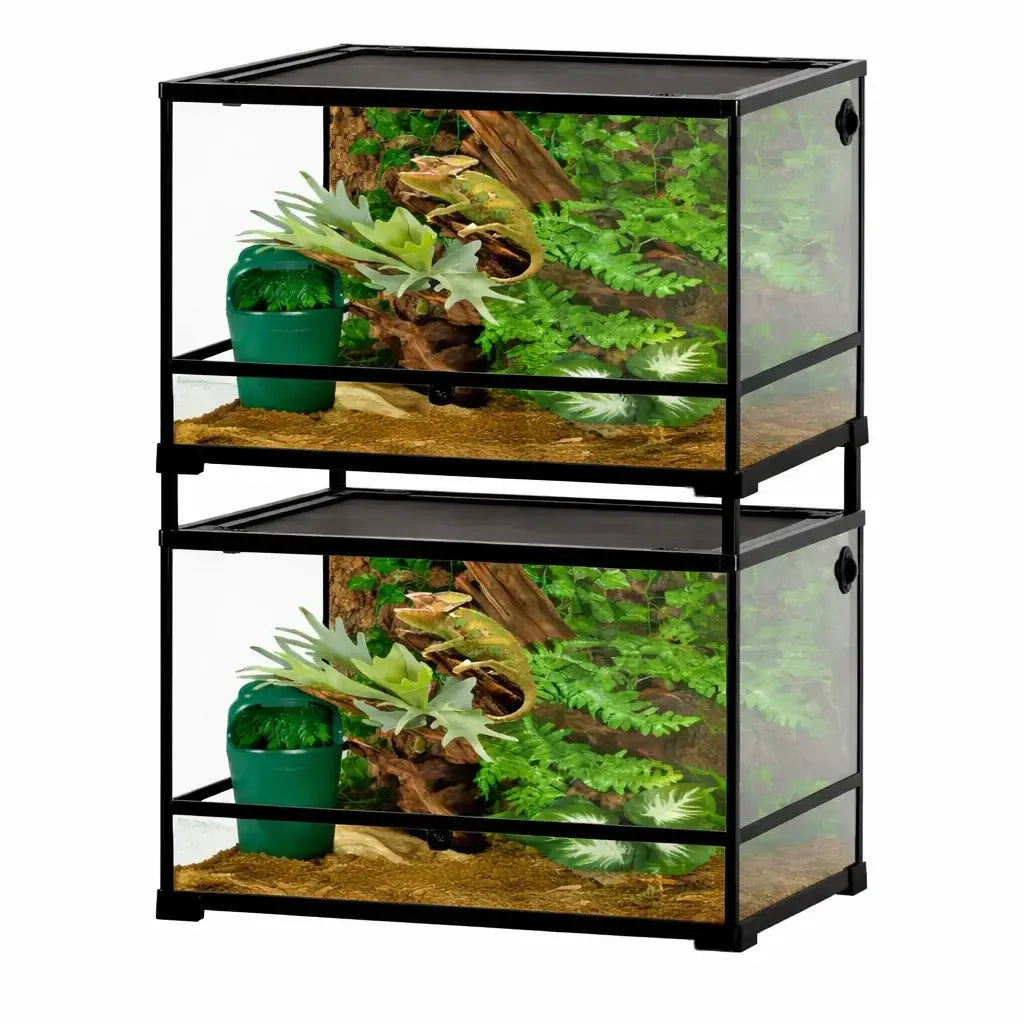 60 Gallon Reptile Tank 24x24x24inch Front Opening Terrarium With Double Hinge Door
