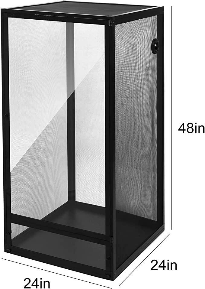 Chameleon Cages 120 Gallon 24x24x48inch Foldable Open Fresh Air Aluminum Screen