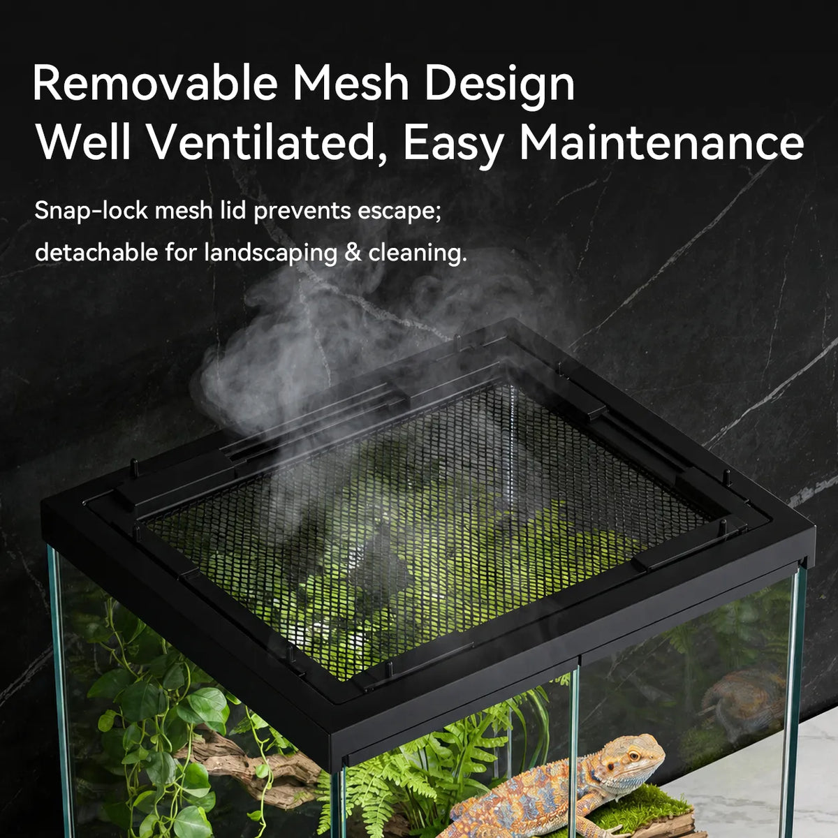 RTHabitat Front Opening Glass Reptile Enclosure Easy Access Terrarium Design