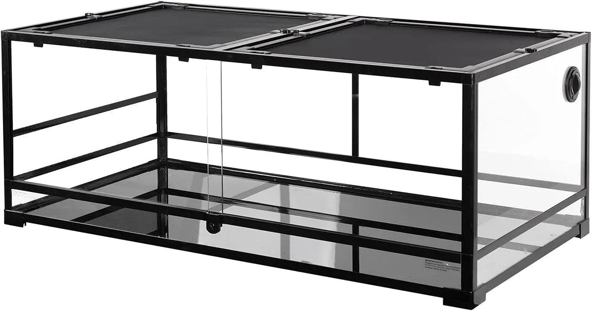 RTHabitat 85 Gallon Reptile Glass Terrarium, 48" x 24" x 18" Reptile Detachable Terrarium with Double Hinge Door & Screen Ventilation, 2 in 1 Large Reptile Terrarium RK0226P