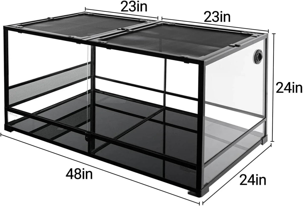 RTHabitat 120 Gallon Large Reptile Terrarium, 48" x 24" x 24" with 2 Separate Habitats