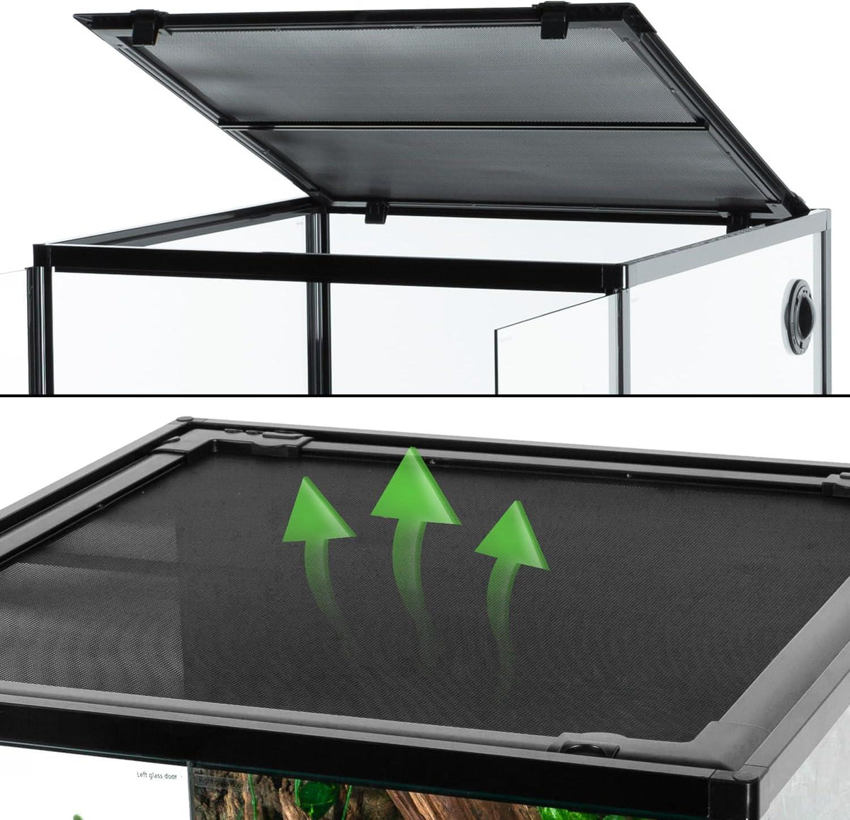 90 Gallon 24" x 24" x 36" Large Glass Tall Reptile Terrarium with Front Opening Door and Top Screen Ventilation