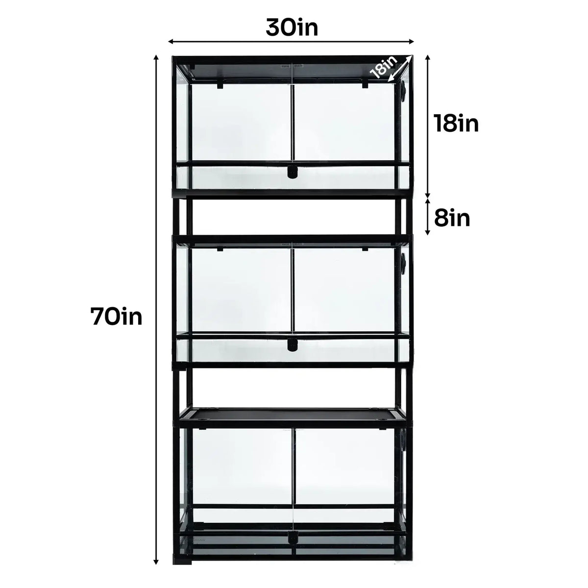 RTHabitat 30'' x 18'' x 70'' Stackable Reptile Tank (3 tanks stacked)