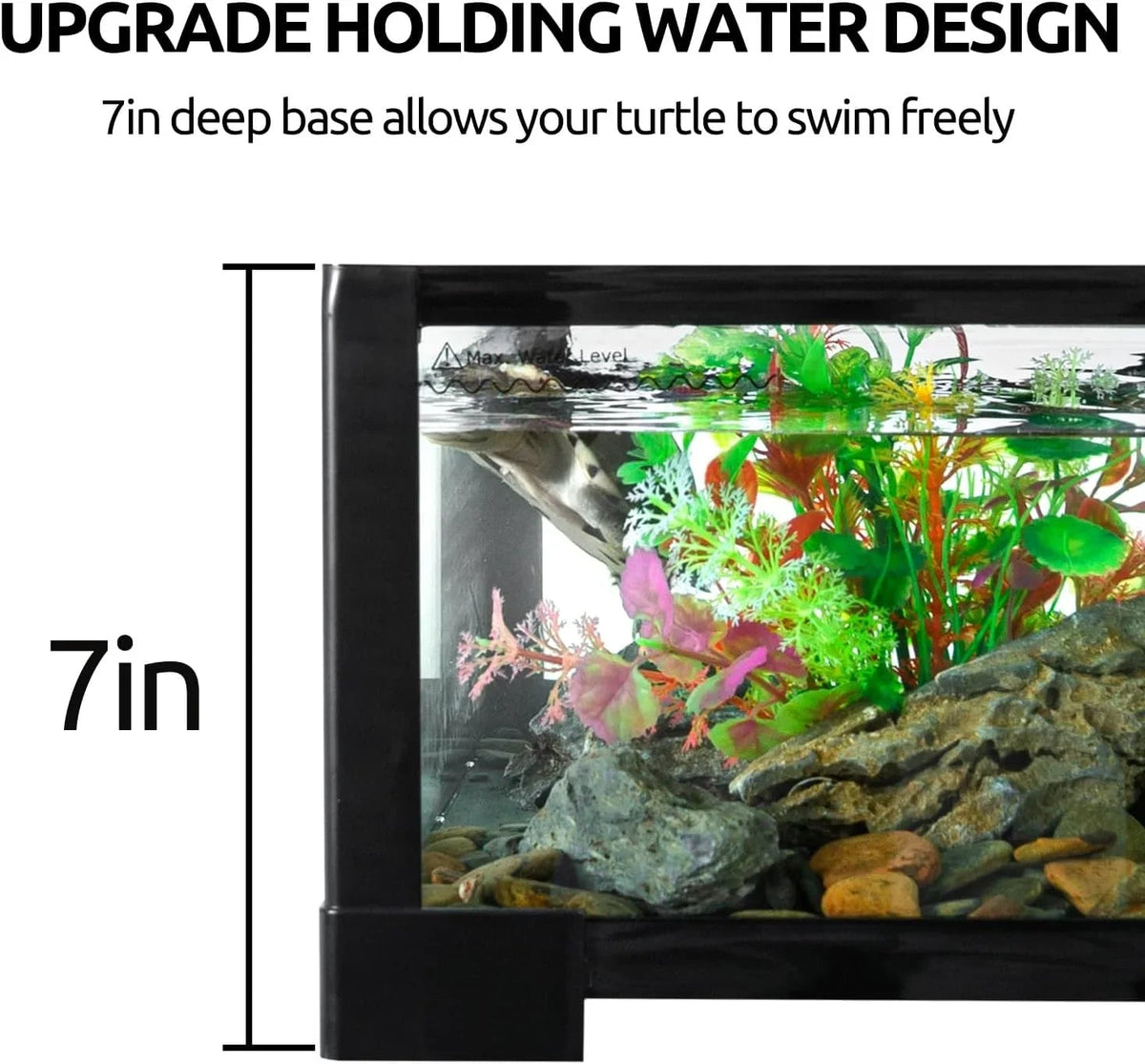 67 Gallon Large Turtle Tank Aquarium, 48"×18"×18" Tortoise Habitat Water-Land Ecological Turtle Tank with Drainage System