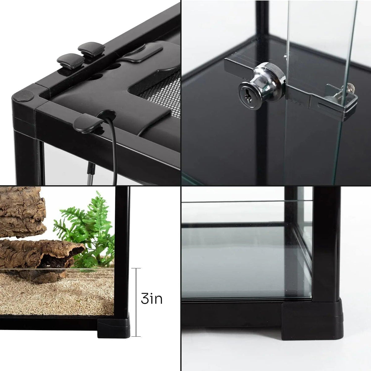 84 Gallon Extra-Long Reptile Terrarium  60" x 18" x 18" Spliceable Glass Reptile Tank Double Top Cover