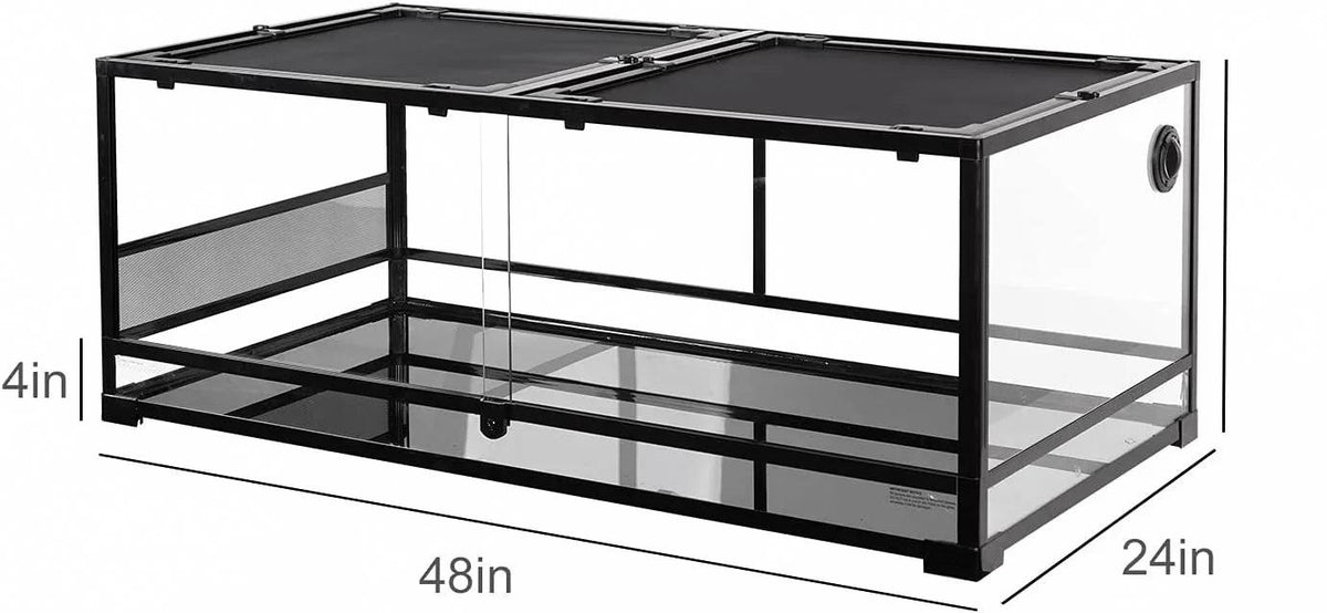 RTHabitat 85 Gallon Reptile Glass Terrarium, 48" x 24" x 18" Reptile Detachable Terrarium with Double Hinge Door & Screen Ventilation, 2 in 1 Large Reptile Terrarium RK0226P