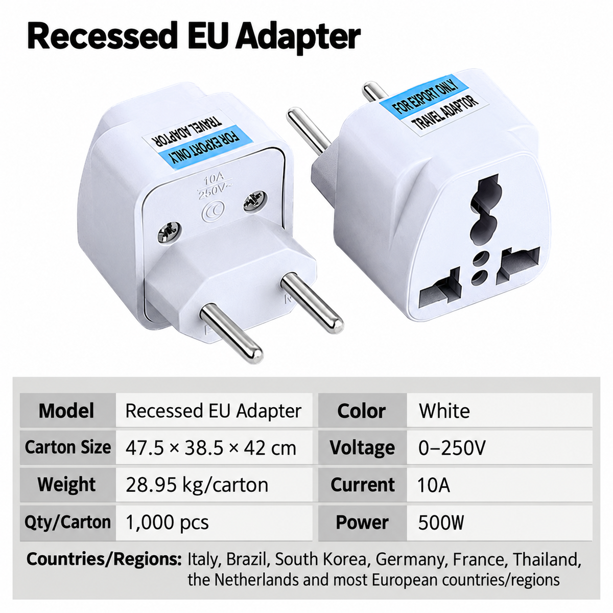 Universal Travel Adapter Multi-Standard Plug with Compact Design