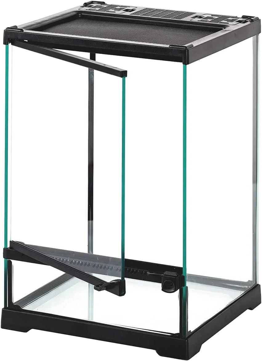 RTHabitat Glass Terrarium Tank 8"x8"x12", Front Opening Door Full View Visually Appealing Mini Reptile or Amphibians Habitat