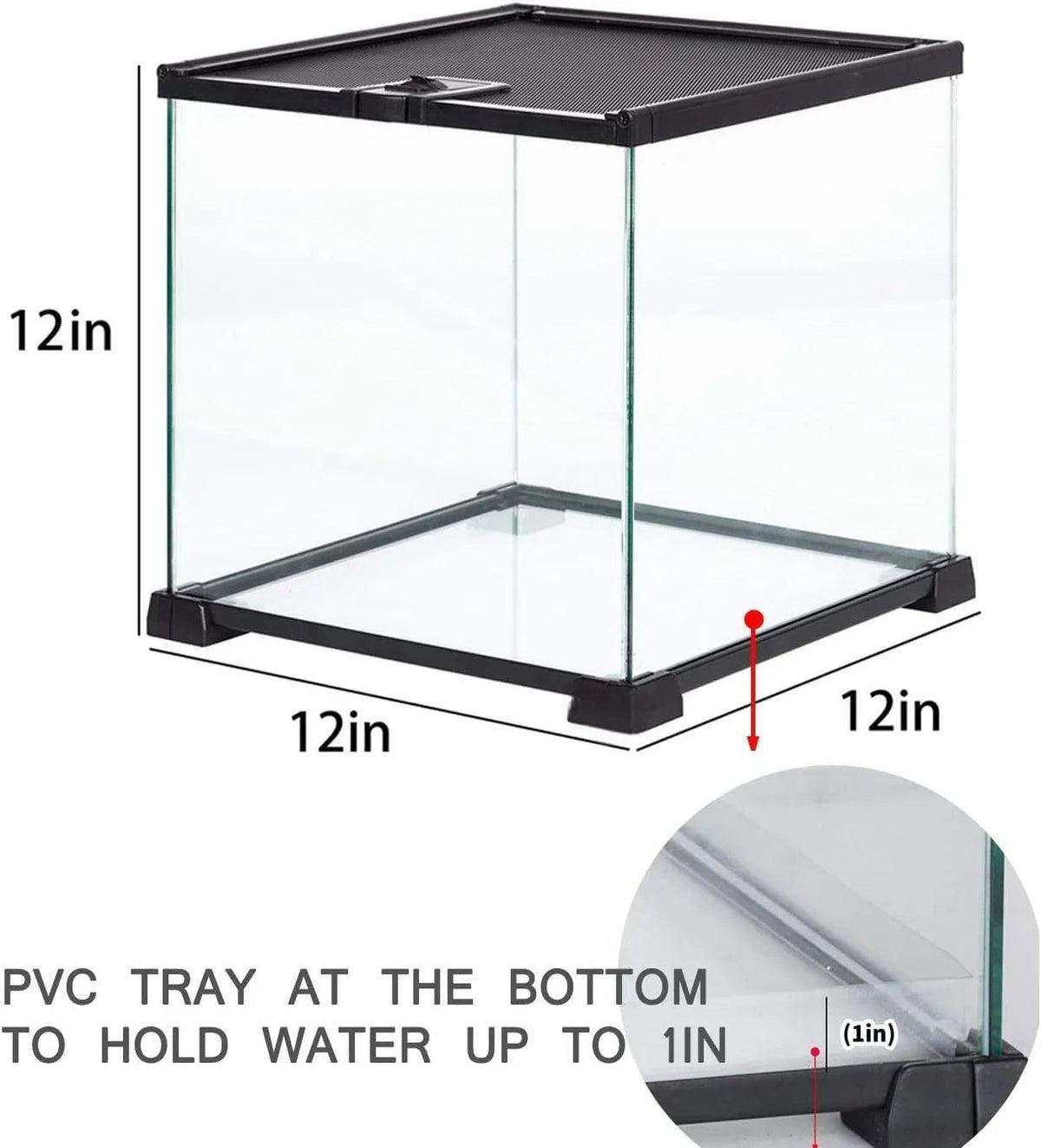 图已改 RTHabitat 8 Gallon 12" x 12" x 12" Mini Reptile Terrarium, Reptile Tank Leopard Gecko Habitat RAK10