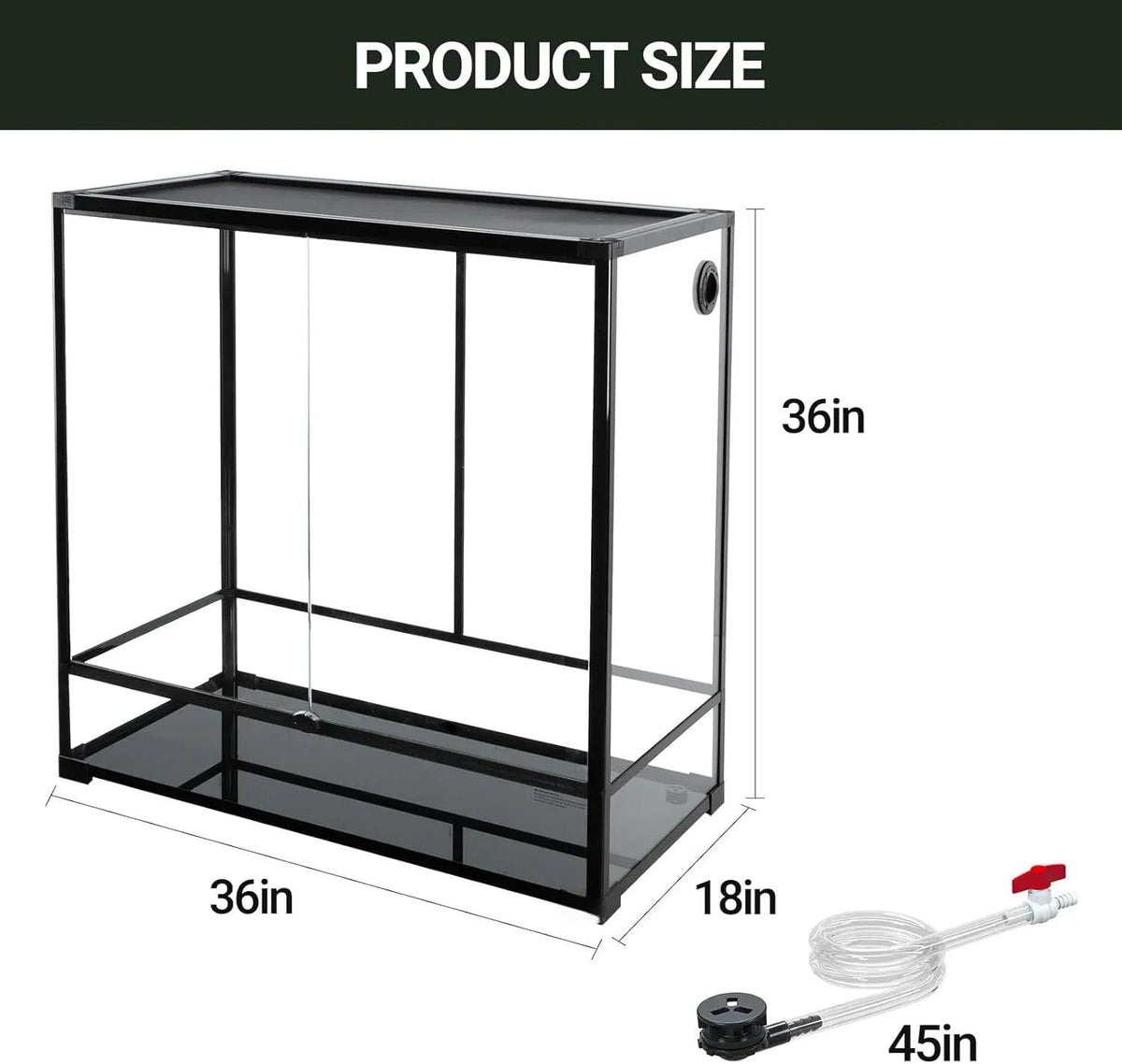 9/15 Extra Large Tall Reptile Tank 36x18x36inch 100 Gallon with Mesh for Chameleon Arboreal Lizard Frog, Water-Land Turtle Tortoise Aqua Tank with Drainage Pipe