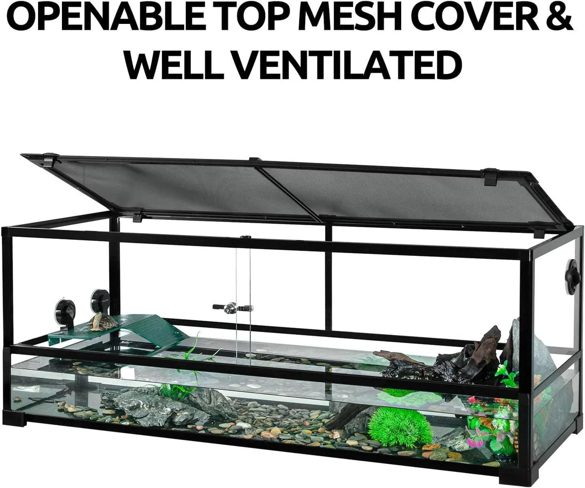 67 Gallon Large Turtle Tank Aquarium, 48"×18"×18" Tortoise Habitat Water-Land Ecological Turtle Tank with Drainage System