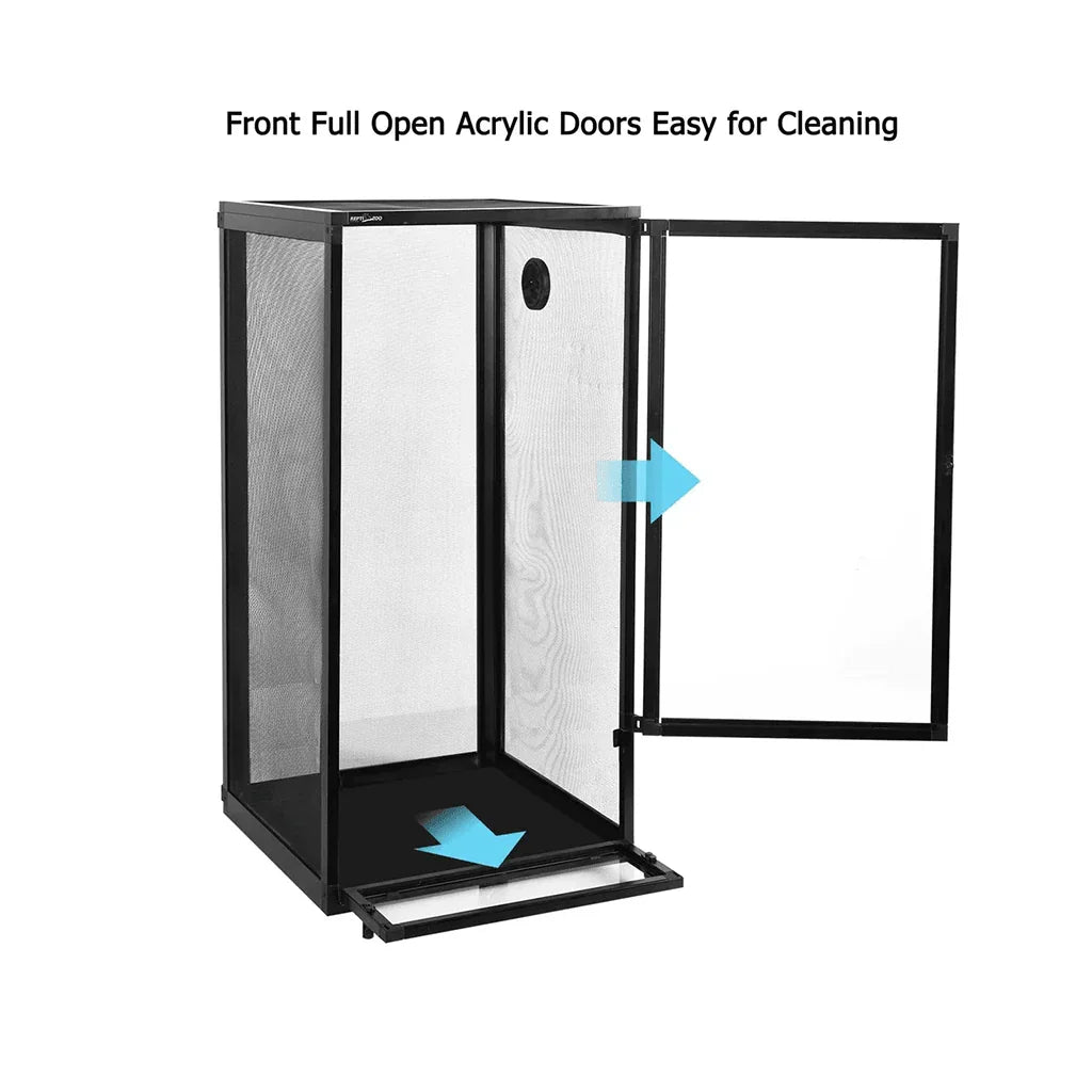 Foldable 48 Gallon Air Screen Cage, Vertical Reptile Terrarium 18" x 18"x 36" Reptile Tank for Chameleon Iguana PAC454590A - RTHabitat