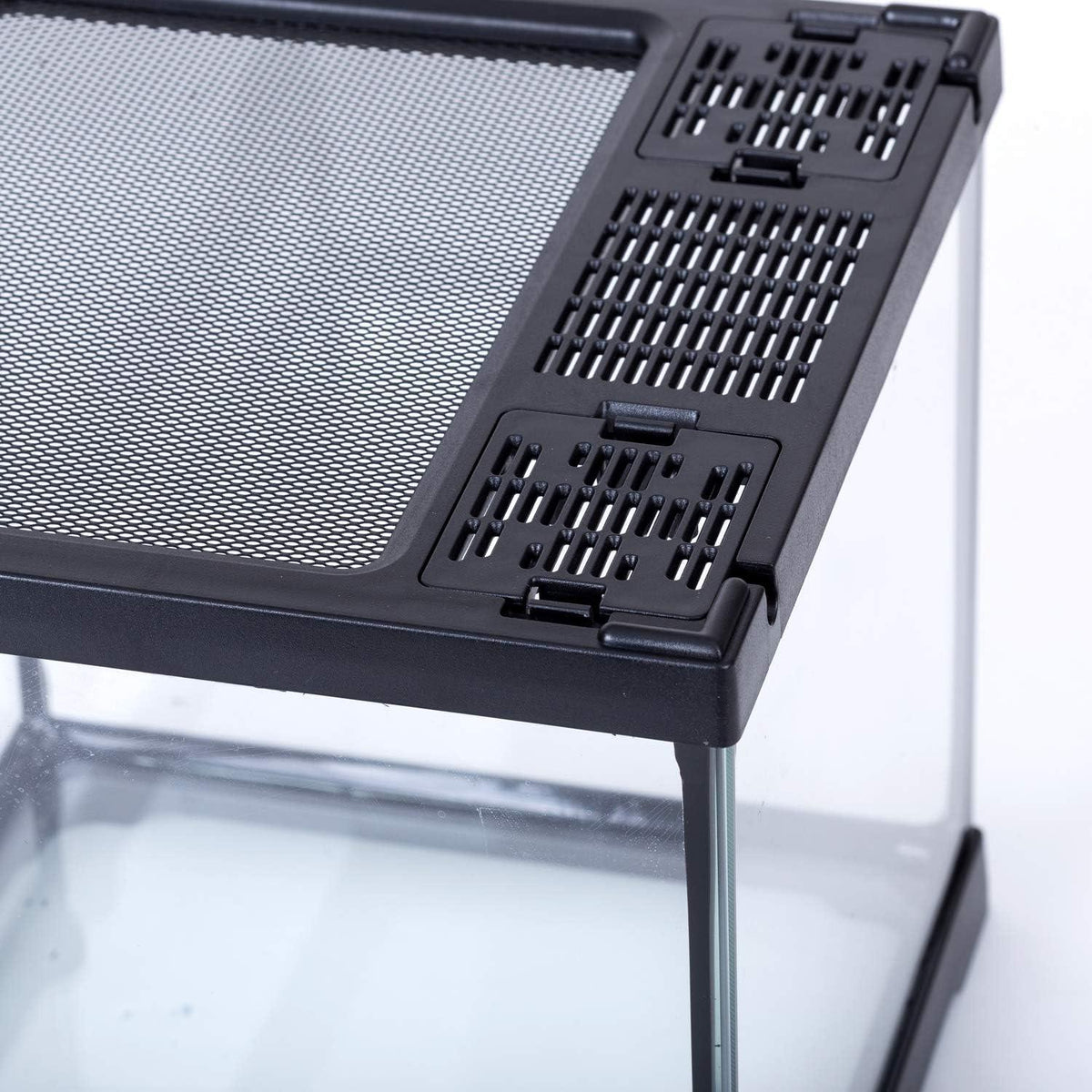 RTHabitat Glass Terrarium Tank 8"x8"x12", Front Opening Door Full View Visually Appealing Mini Reptile or Amphibians Habitat