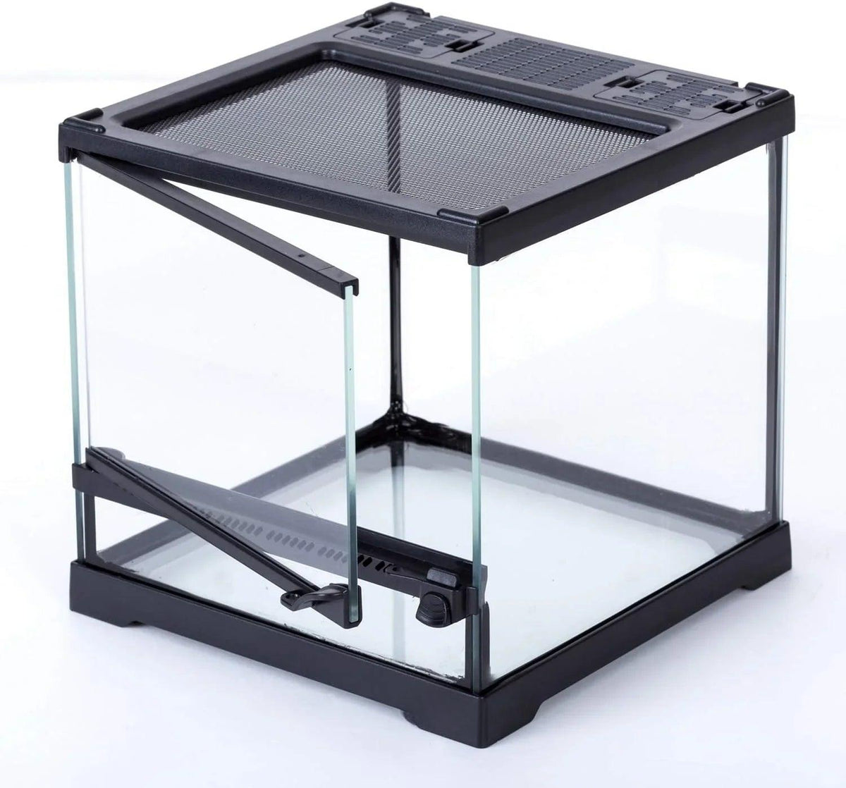 RTHabitat Glass Terrarium Tank 8"x8"x12", Front Opening Door Full View Visually Appealing Mini Reptile or Amphibians Habitat