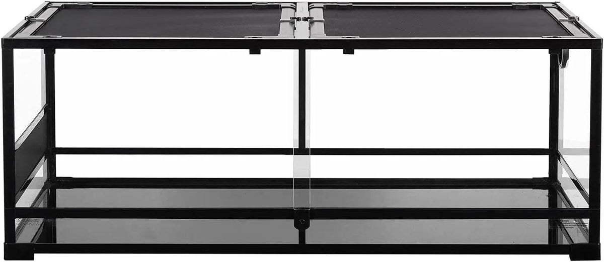 RTHabitat 85 Gallon Reptile Glass Terrarium, 48" x 24" x 18" Reptile Detachable Terrarium with Double Hinge Door & Screen Ventilation, 2 in 1 Large Reptile Terrarium RK0226P