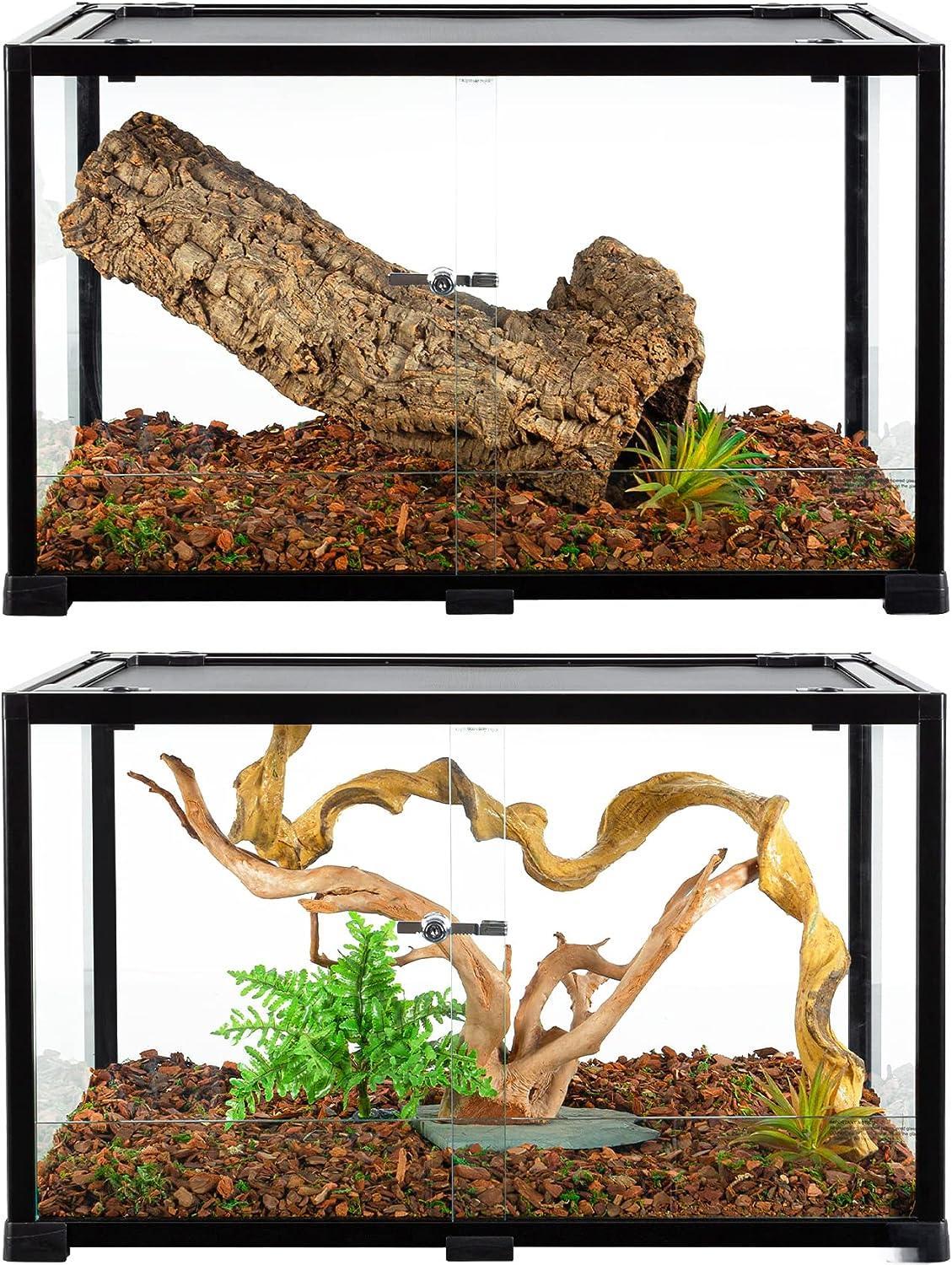 84 Gallon Extra-Long Reptile Terrarium  60" x 18" x 18" Spliceable Glass Reptile Tank Double Top Cover