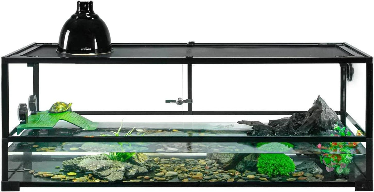 67 Gallon Large Turtle Tank Aquarium, 48"×18"×18" Tortoise Habitat Water-Land Ecological Turtle Tank with Drainage System