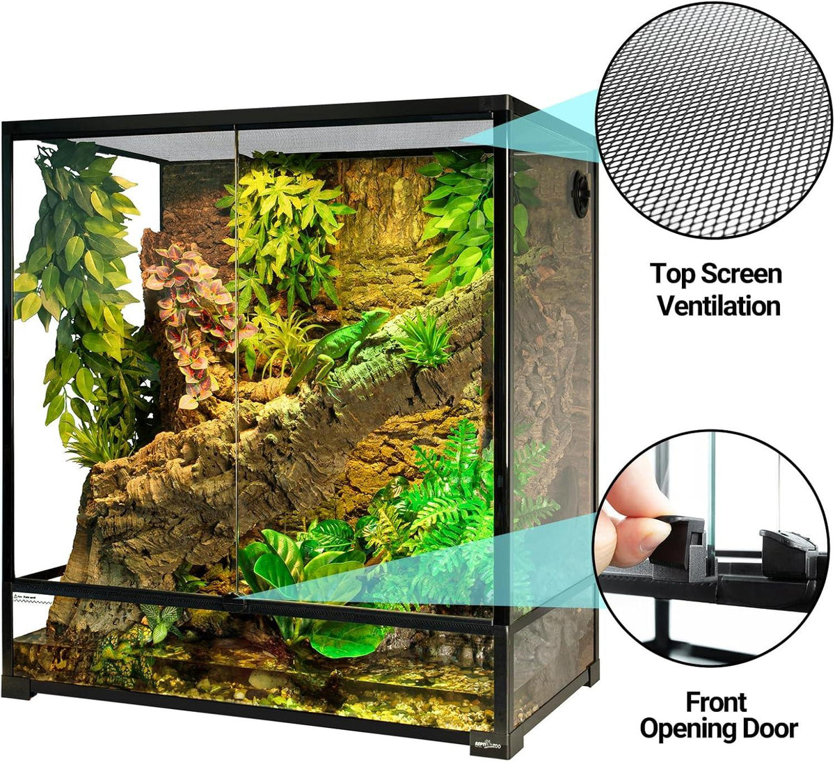 9/15 Extra Large Tall Reptile Tank 36x18x36inch 100 Gallon with Mesh for Chameleon Arboreal Lizard Frog, Water-Land Turtle Tortoise Aqua Tank with Drainage Pipe