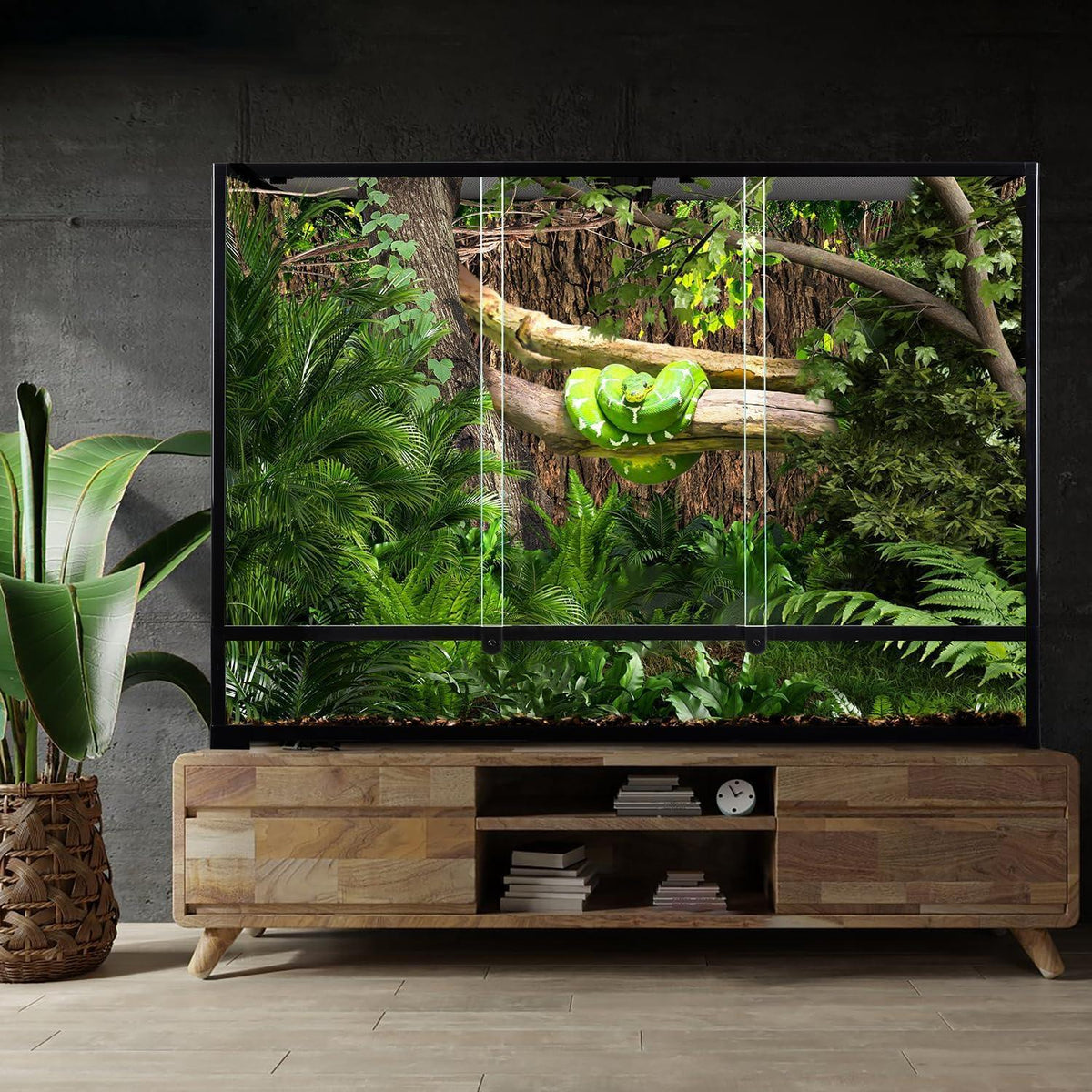 2026 New 135 Gallon 2 in 1  Large Vertical Reptile Terrarium 48" x 18" x 36" Rainforest Reptile Paludarium