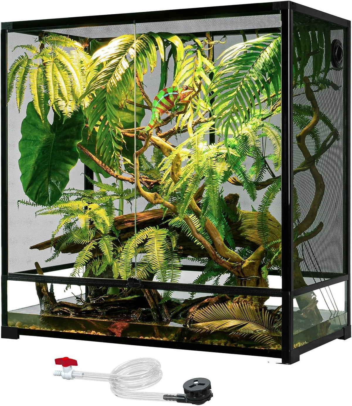 9/15 Extra Large Tall Reptile Tank 36x18x36inch 100 Gallon with Mesh for Chameleon Arboreal Lizard Frog, Water-Land Turtle Tortoise Aqua Tank with Drainage Pipe