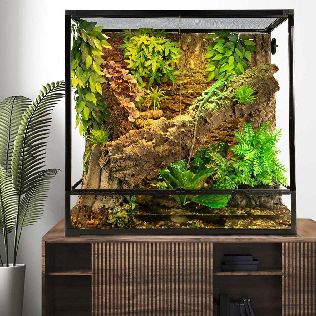 9/15 Extra Large Tall Reptile Tank 36x18x36inch 100 Gallon with Mesh for Chameleon Arboreal Lizard Frog, Water-Land Turtle Tortoise Aqua Tank with Drainage Pipe