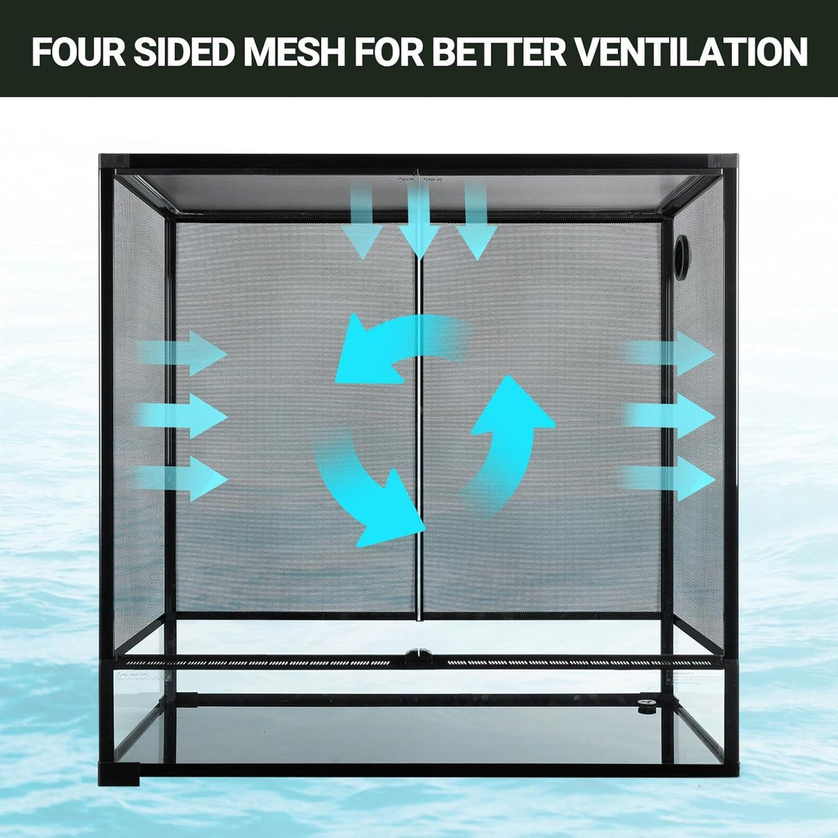 9/15 Extra Large Tall Reptile Tank 36x18x36inch 100 Gallon with Mesh for Chameleon Arboreal Lizard Frog, Water-Land Turtle Tortoise Aqua Tank with Drainage Pipe