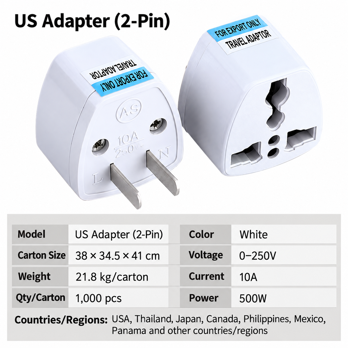 Universal Travel Adapter Multi-Standard Plug with Compact Design