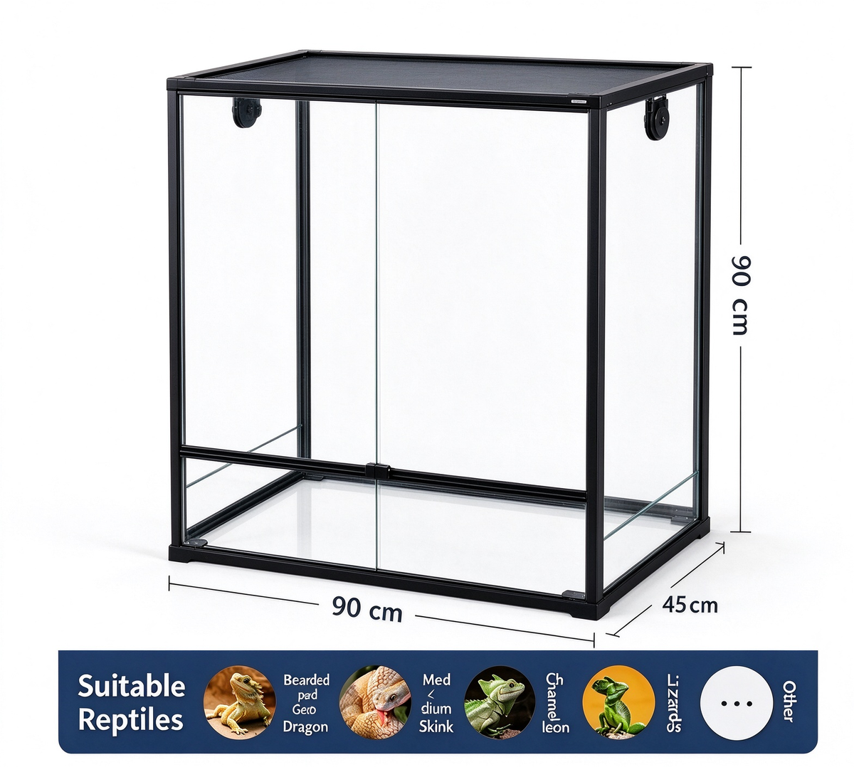 RTHabitat Premium Aluminum Frame Terrarium Double Swing Door Design