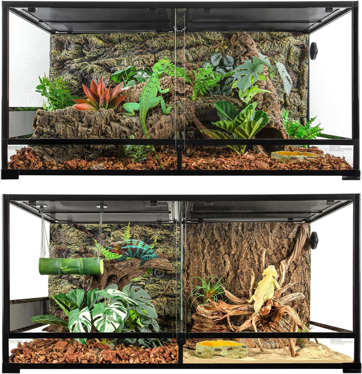 RTHabitat 120 Gallon Large Reptile Terrarium, 48" x 24" x 24" with 2 Separate Habitats