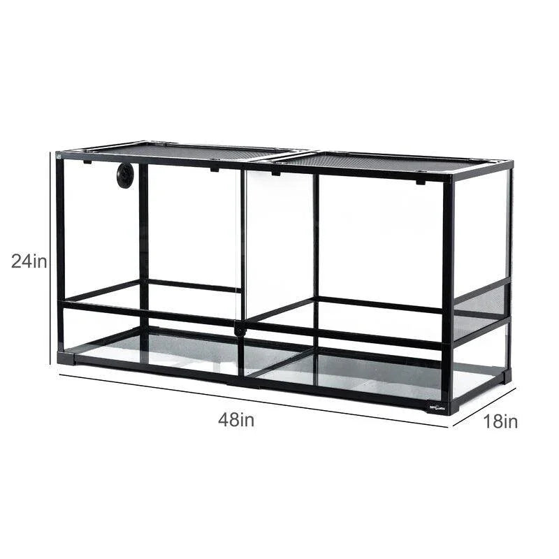 RTHabitat 90 Gallon 48*18*24 Glass Reptile Terrarium With Flexible Side Vent RK0223A - RTHabitat