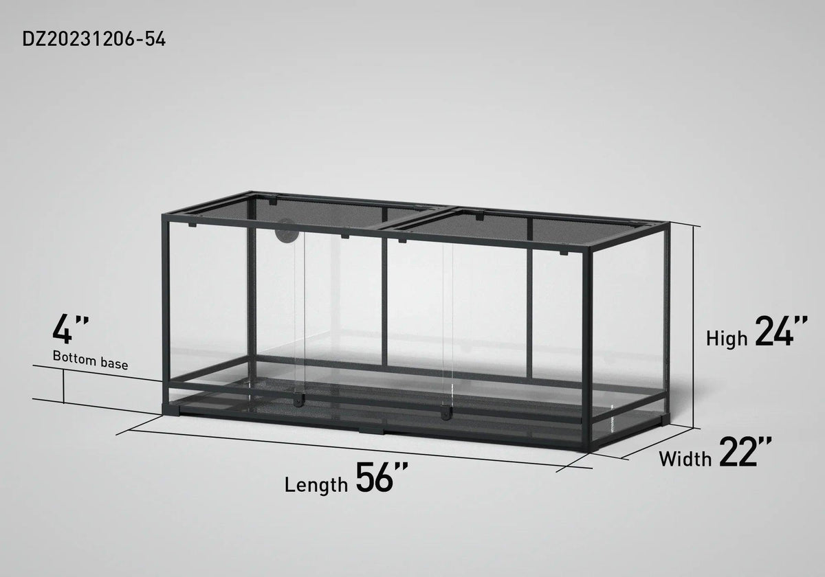 RTHabitat 128 Gallon 56" x 22"x 24" Glass Reptile Terrarium with Sliding Door Custom Reptile Tank (customed reptile cage)