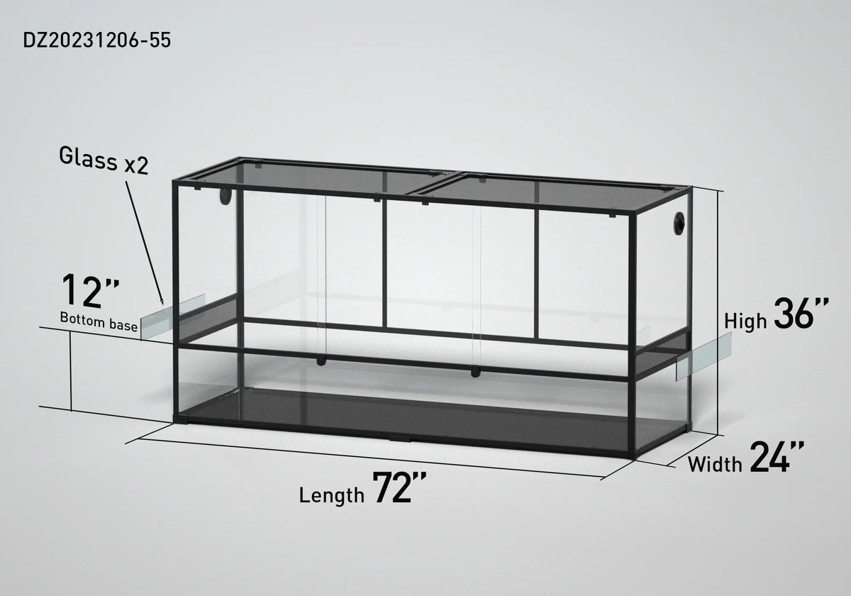 RTHabitat 270 Gallon 72" x 24"x 36" Glass Reptile Terrarium with Sliding Door Custom Reptile Tank (customed reptile cage)