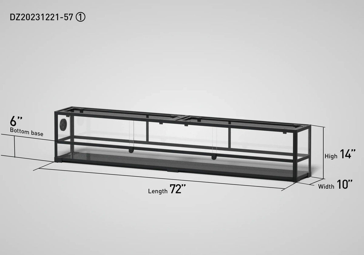 RTHabitat 44 Gallon 72" x 10"x 14" Glass Reptile Terrarium with Sliding Door Custom Reptile Tank (customed reptile cage)