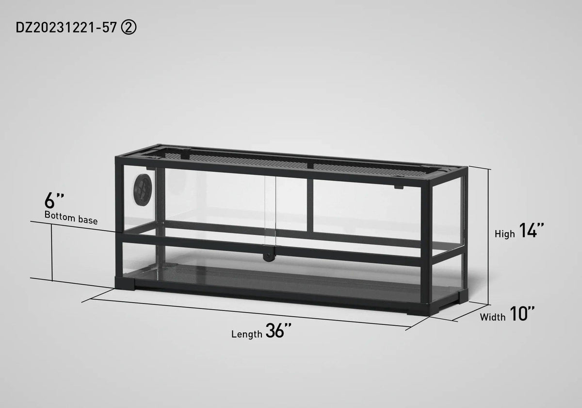 RTHabitat 22 Gallon 36" x 10"x 14" Glass Reptile Terrarium with Sliding Door Custom Reptile Tank (customed reptile cage)