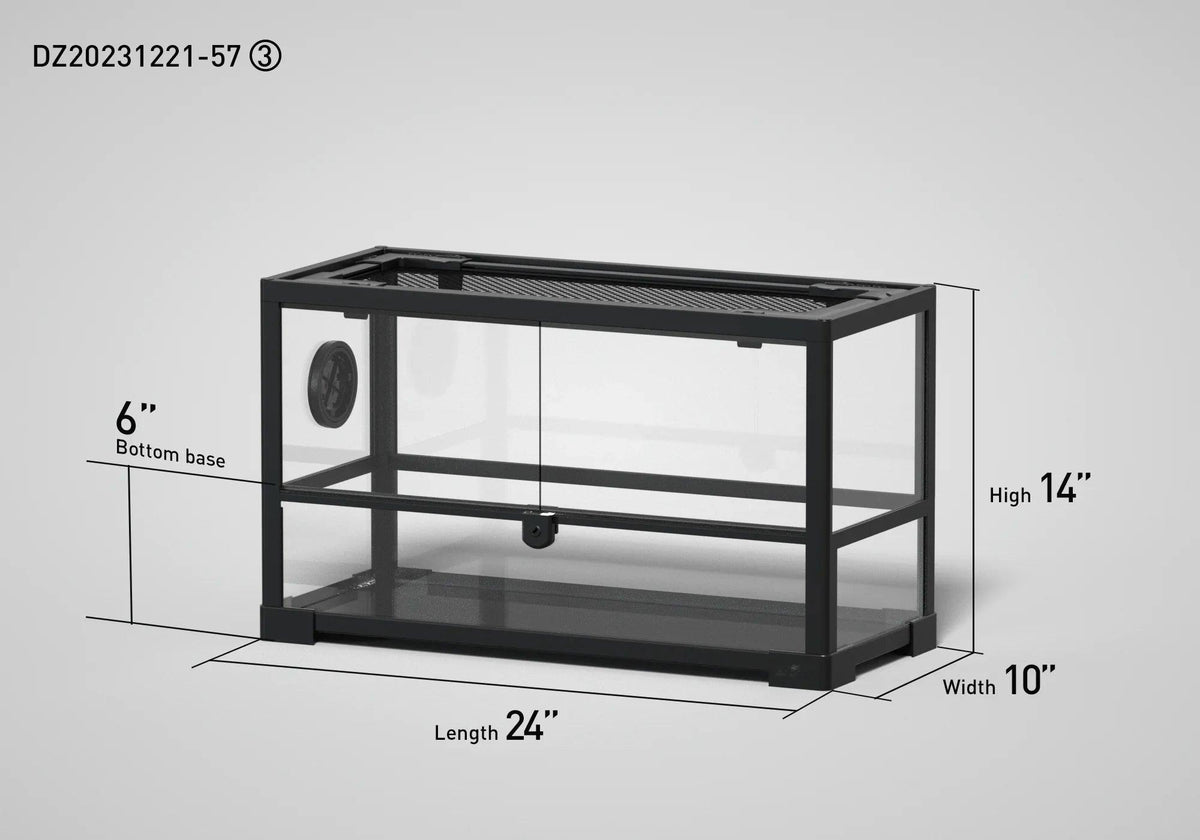 RTHabitat 15 Gallon 24" x 10"x 14" Glass Reptile Terrarium with front opening Door Custom Reptile Tank (customed reptile cage)