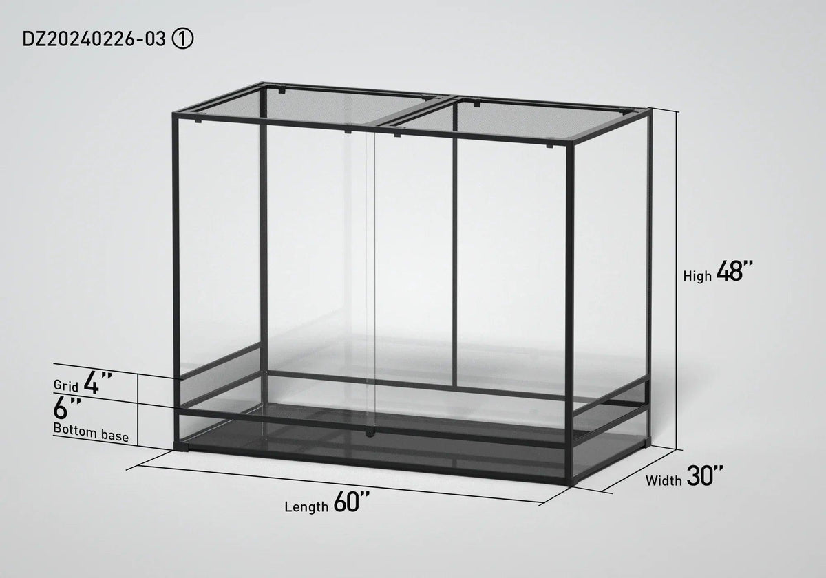 RTHabitat 60" x 30"x 48" Glass Reptile Terrarium with Sliding Door Custom Reptile Tank (customed reptile cage)