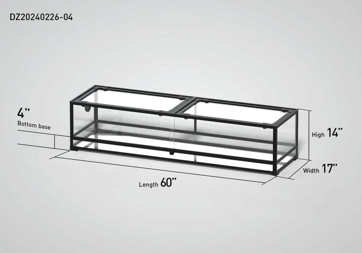 RTHabitat 60" x 17" x 14" Glass Reptile Enclosure with Sliding Doors