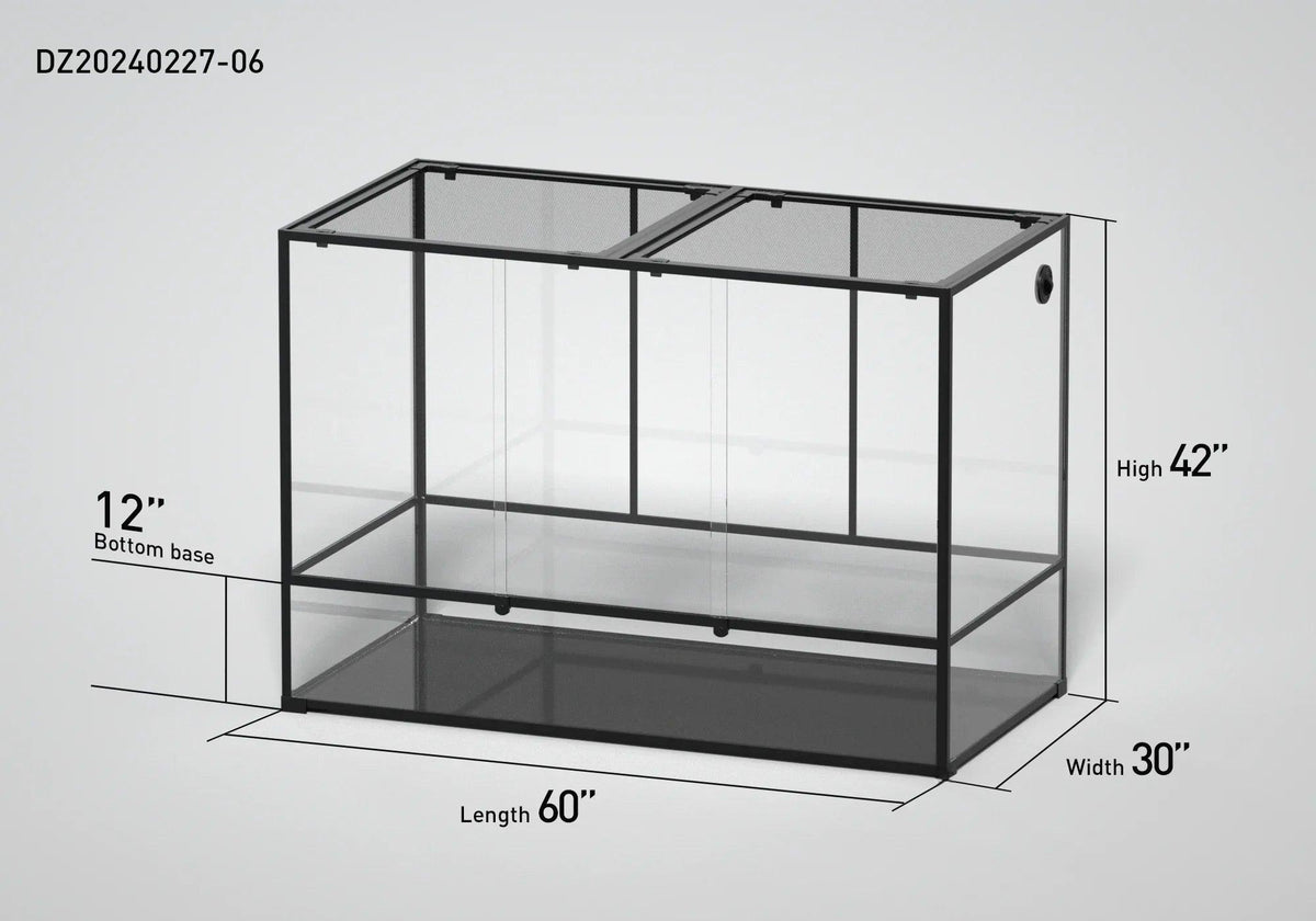 RTHabitat 60" x 30"x 42" Glass Reptile Terrarium with Sliding Door Custom Reptile Tank (customed reptile cage)