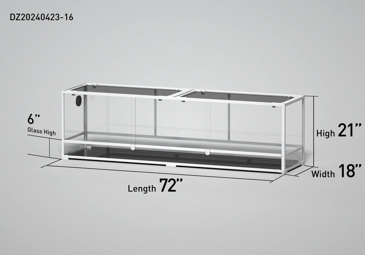 RTHabitat 72" x 18" x 21" Large Glass Reptile Enclosure with Sliding Doors